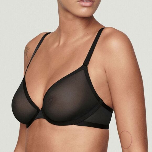 Cuup Womens The Plunge Deep V Mesh Sheer Underwire Bra Size 34C - Picture 1 of 5